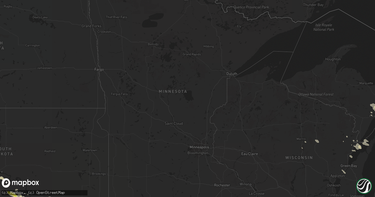 Hail map in Minnesota on July 5, 2021
