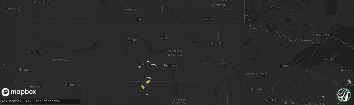 Hail map in North Dakota on July 5, 2021