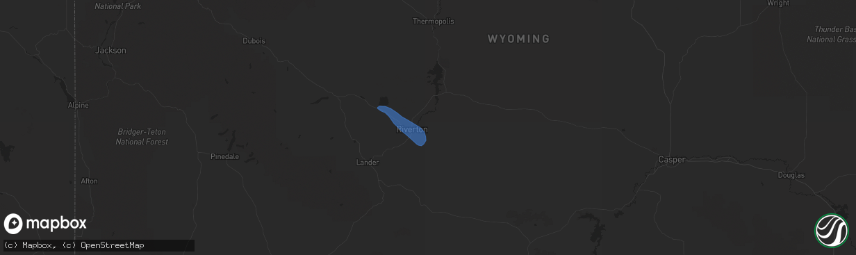 Hail map in Riverton, WY on July 5, 2021