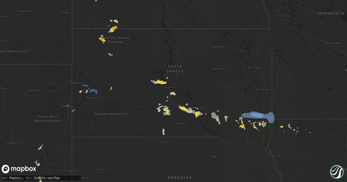 Hail map in South Dakota on July 5, 2021