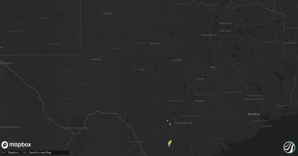 Hail map in Texas on July 5, 2021