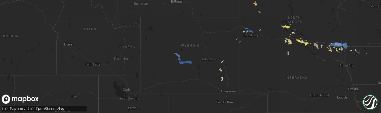 Hail map in Wyoming on July 5, 2021