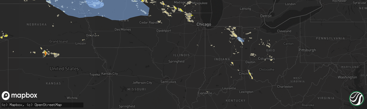 Hail map in Illinois on July 5, 2022