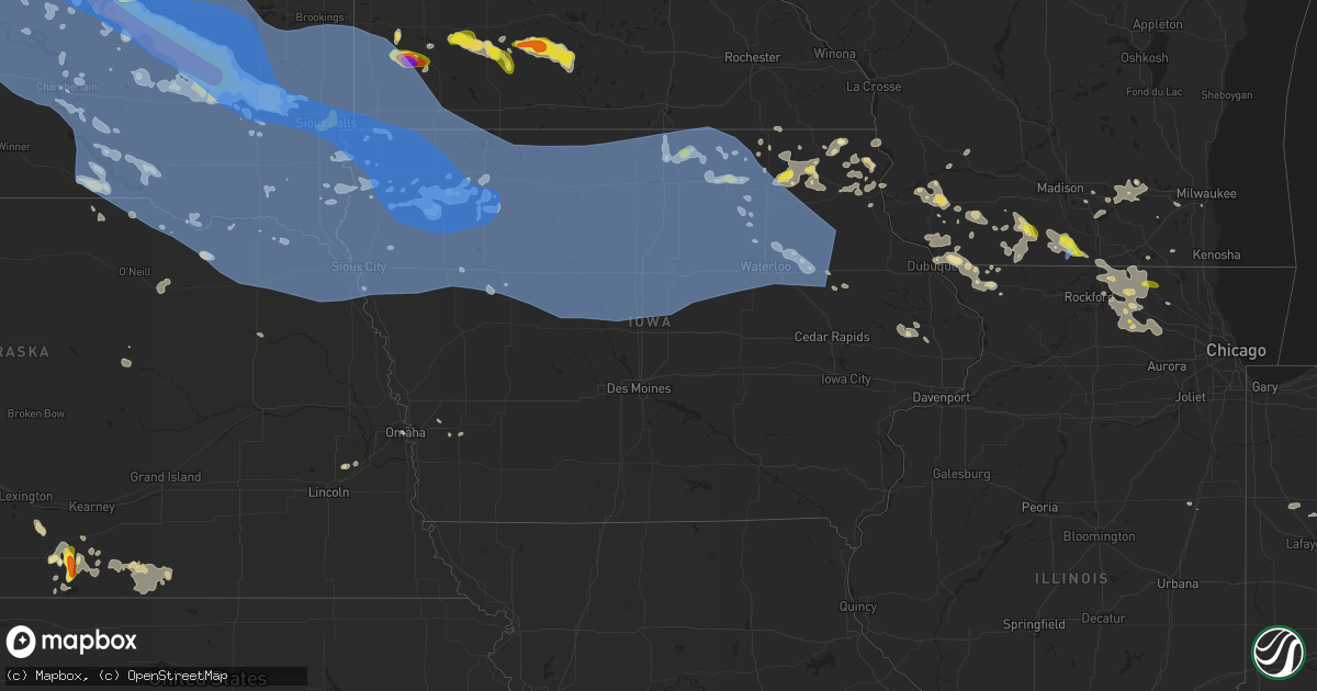 Hail map in Iowa on July 5, 2022