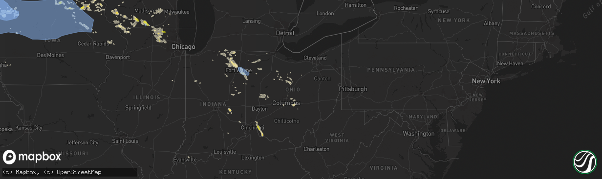 Hail map in Ohio on July 5, 2022