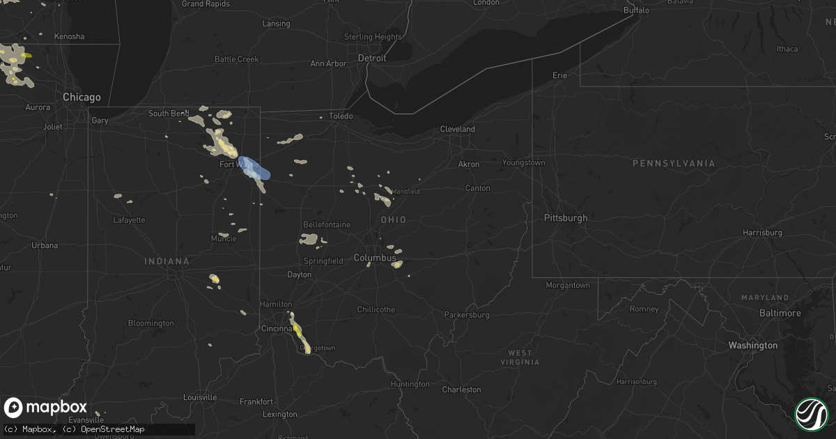 Hail map in Ohio on July 5, 2022