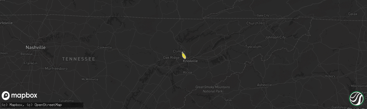 Hail map in Powell, TN on July 5, 2022