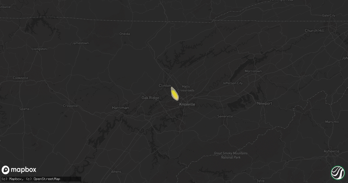 Hail map in Powell, TN on July 5, 2022