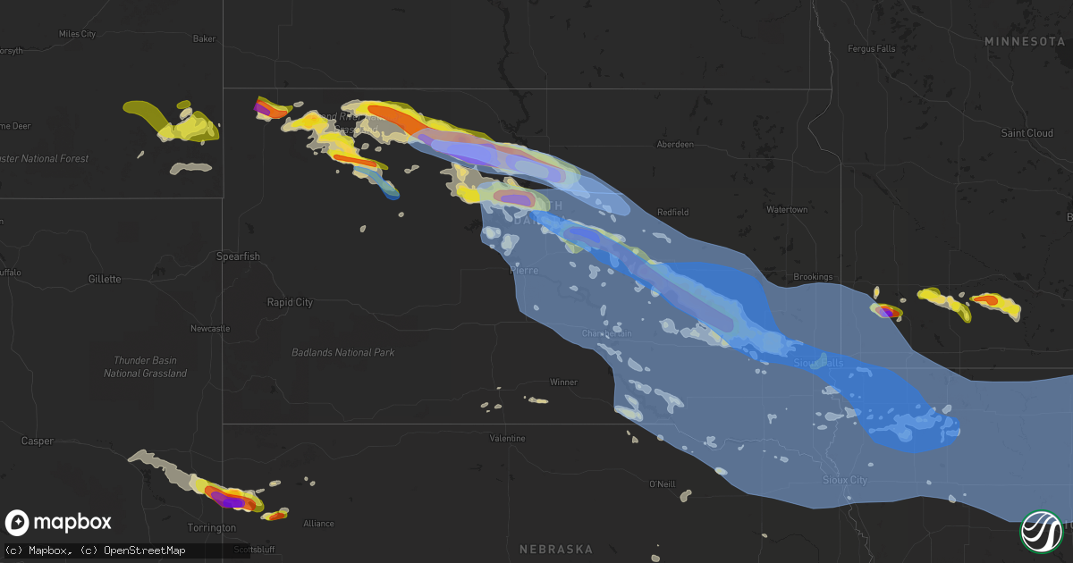 Hail map in South Dakota on July 5, 2022