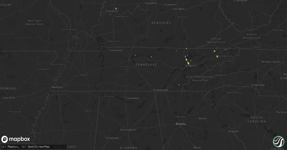 Hail map in Tennessee on July 5, 2022