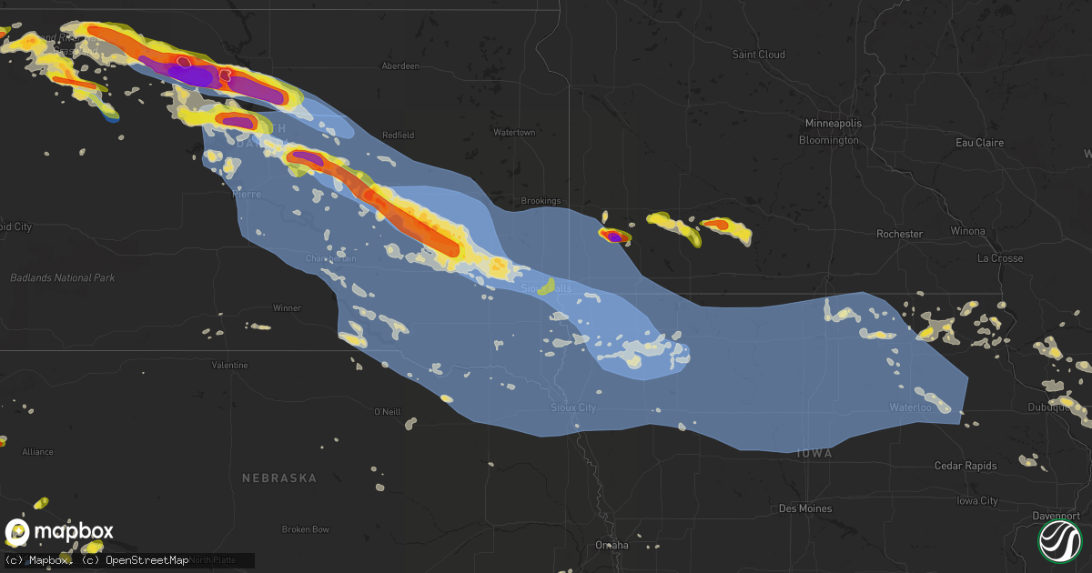 Hail map on July 5, 2022