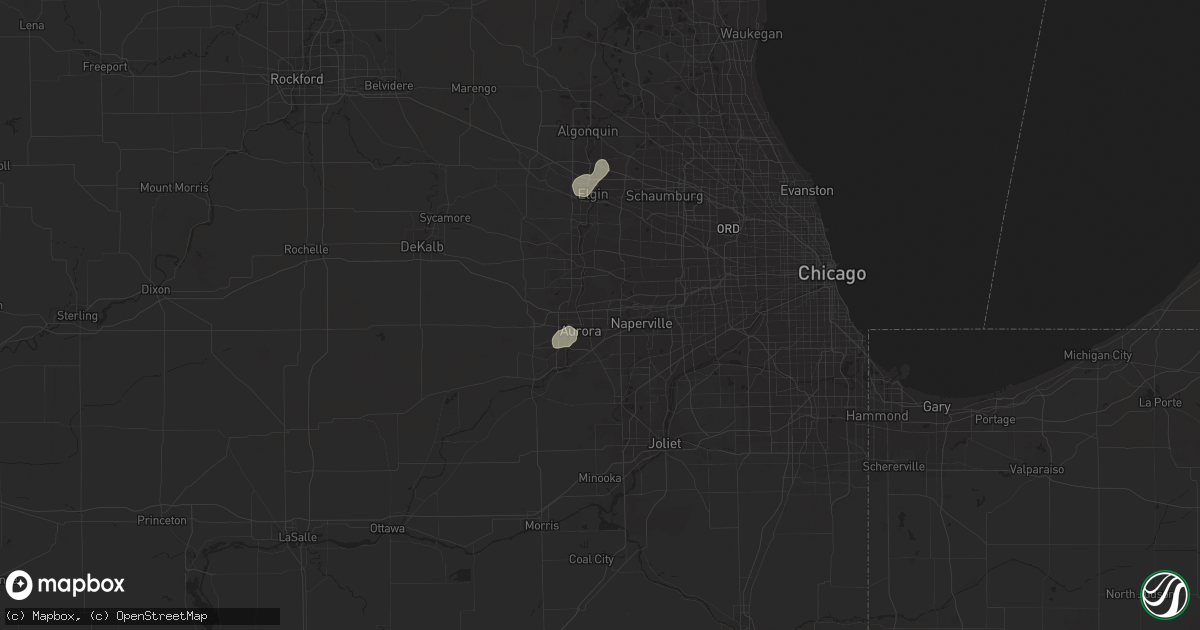 Hail map in Aurora, IL on July 5, 2023