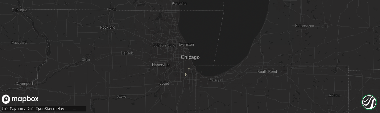 Hail map in Chicago, IL on July 5, 2023