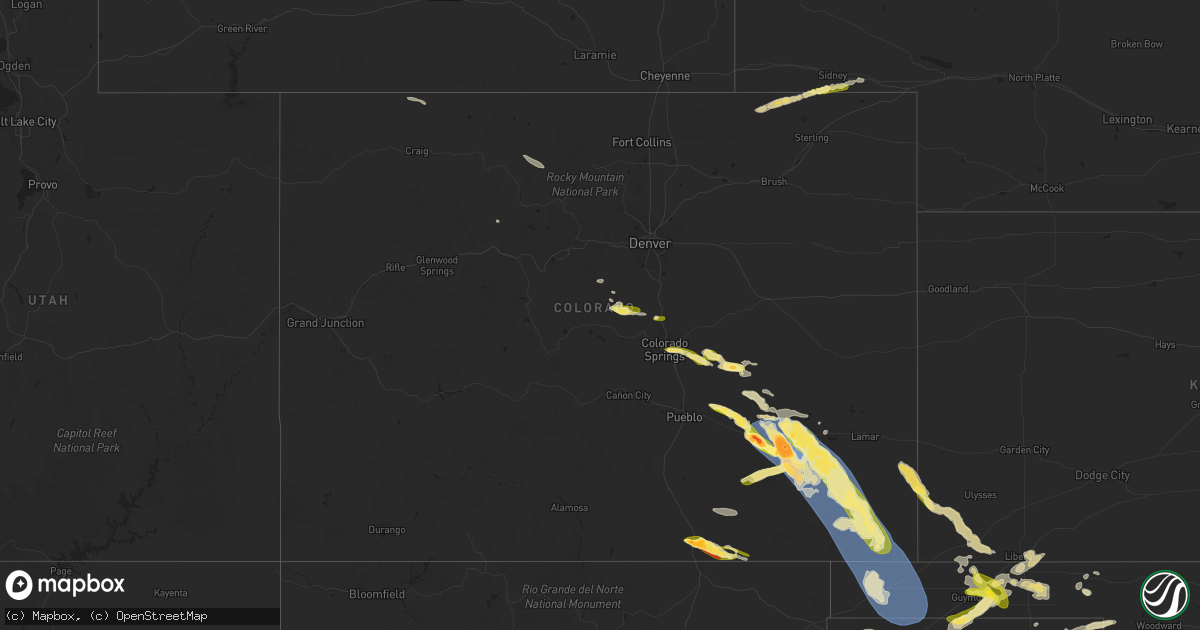 Hail map in Colorado on July 5, 2023