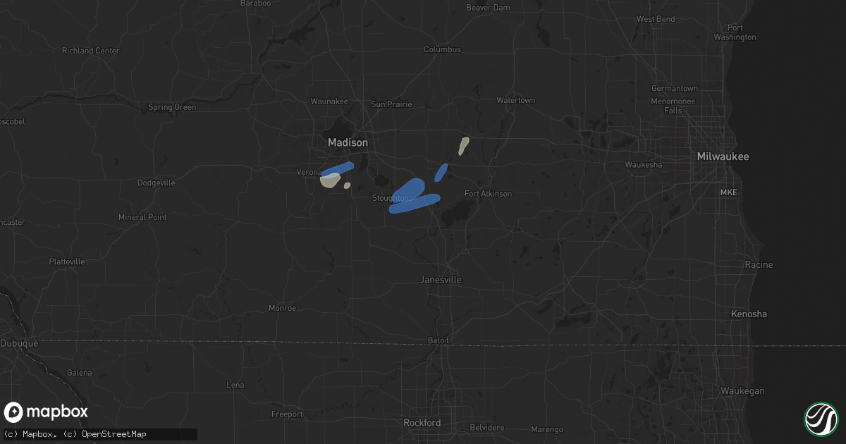 Hail map in Edgerton, WI on July 5, 2023