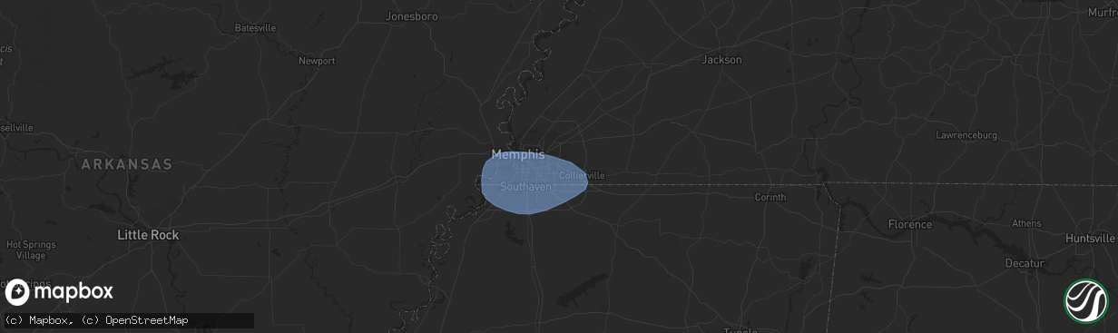 Hail map in Germantown, TN on July 5, 2023