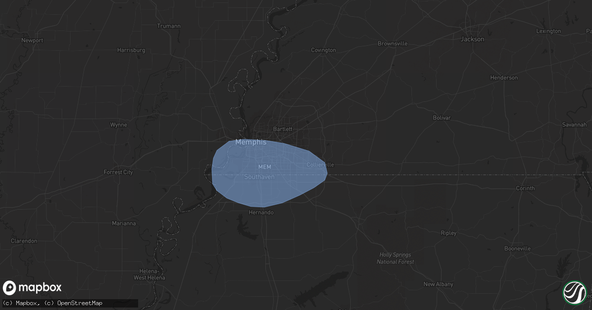 Hail map in Germantown, TN on July 5, 2023