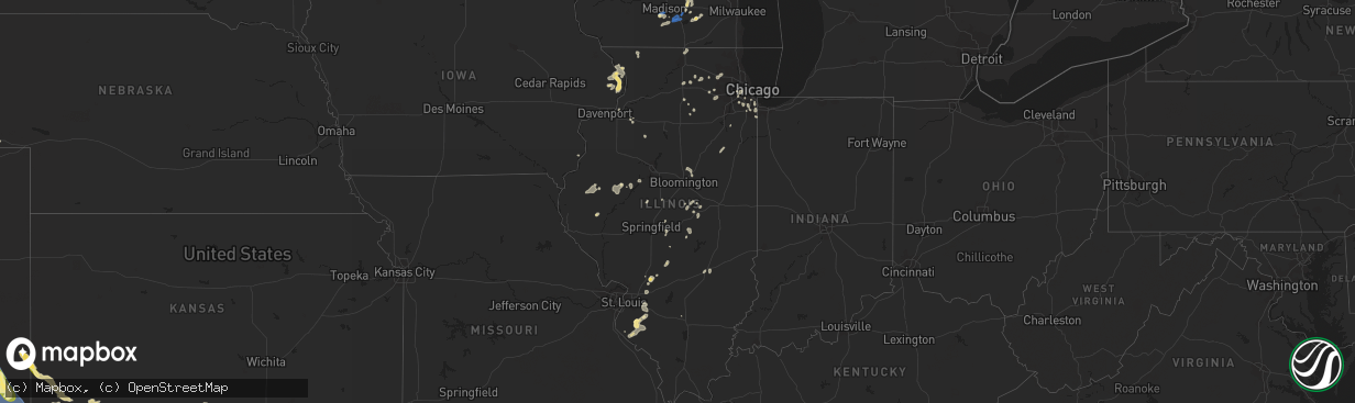 Hail map in Illinois on July 5, 2023