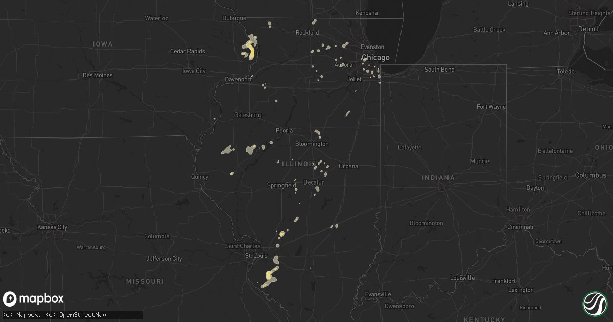 Hail map in Illinois on July 5, 2023