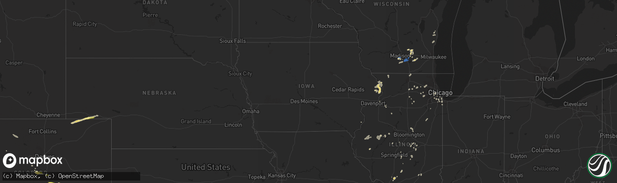Hail map in Iowa on July 5, 2023