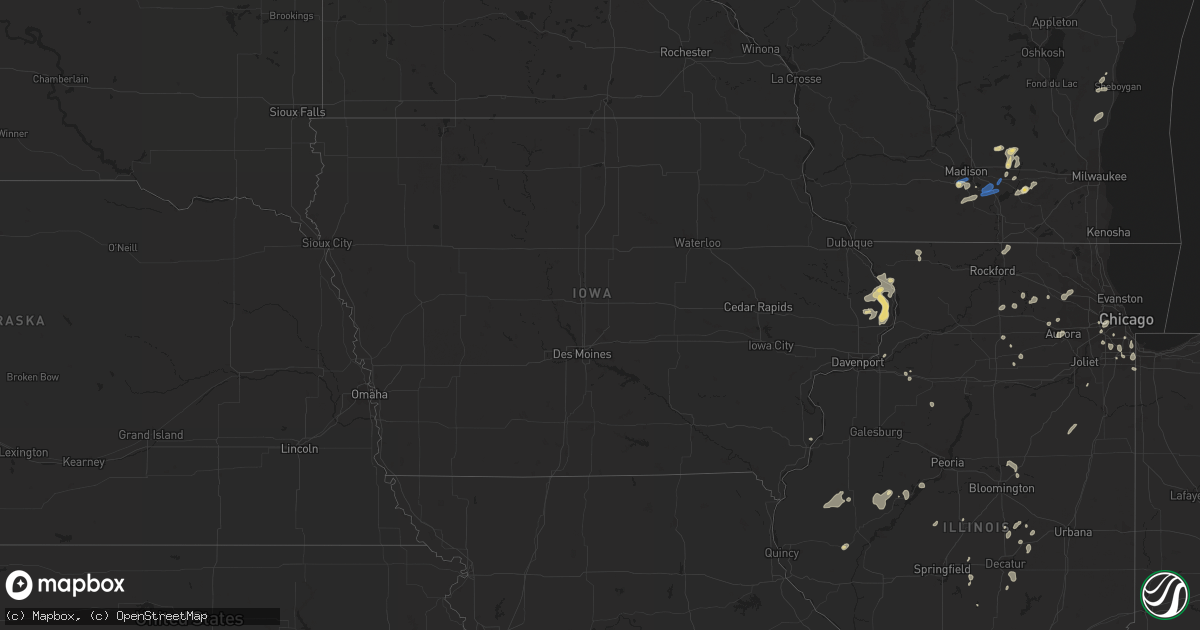 Hail map in Iowa on July 5, 2023