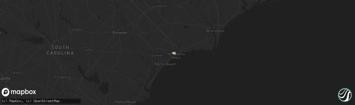 Hail map in Little River, SC on July 5, 2023