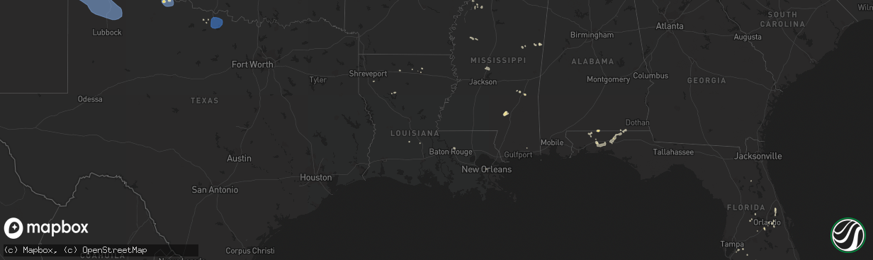 Hail map in Louisiana on July 5, 2023