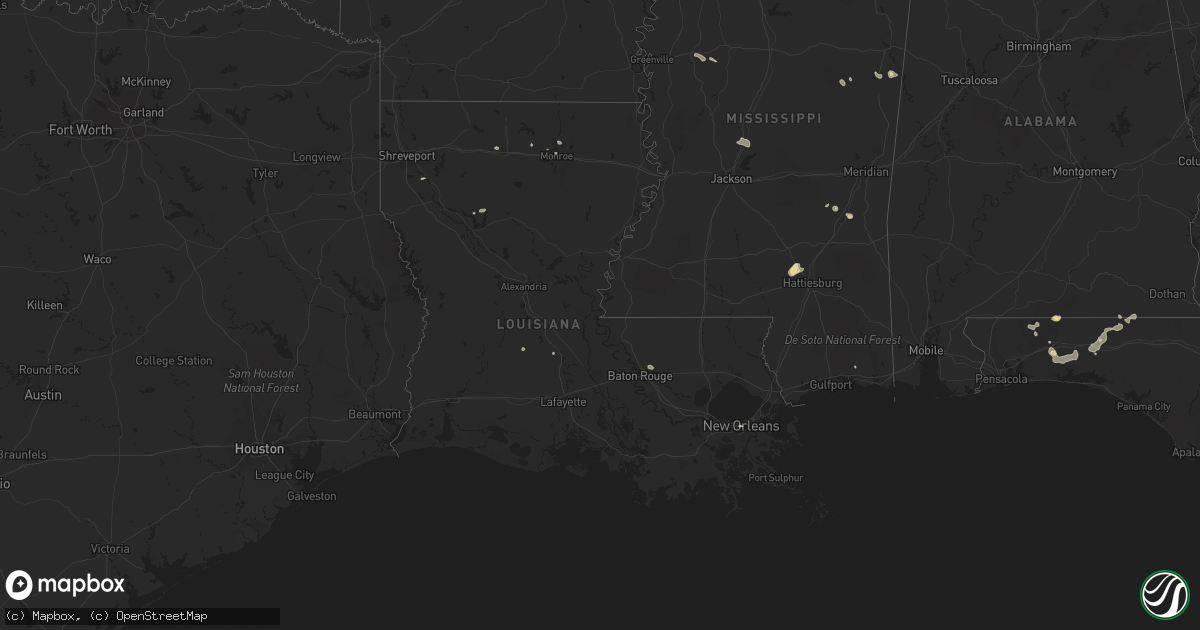 Hail map in Louisiana on July 5, 2023