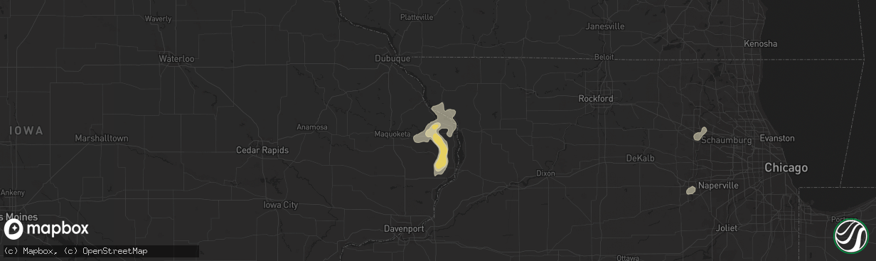 Hail map in Miles, IA on July 5, 2023