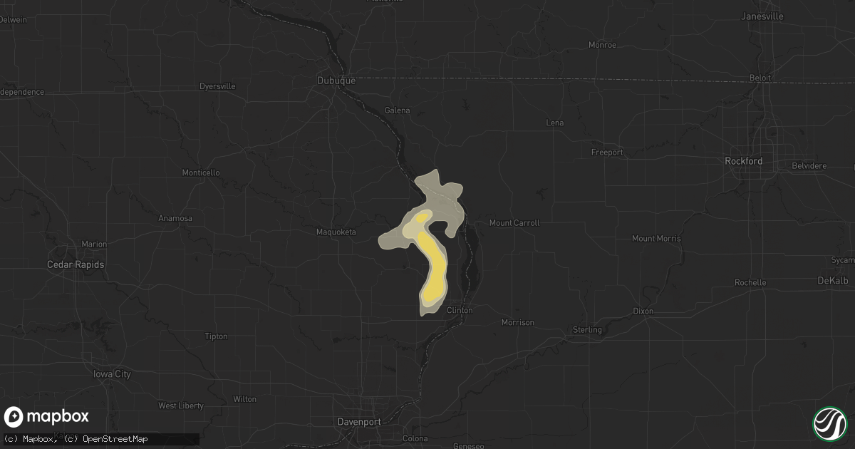 Hail map in Miles, IA on July 5, 2023