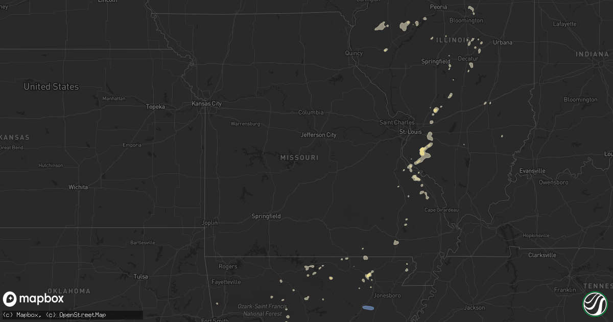 Hail map in Missouri on July 5, 2023