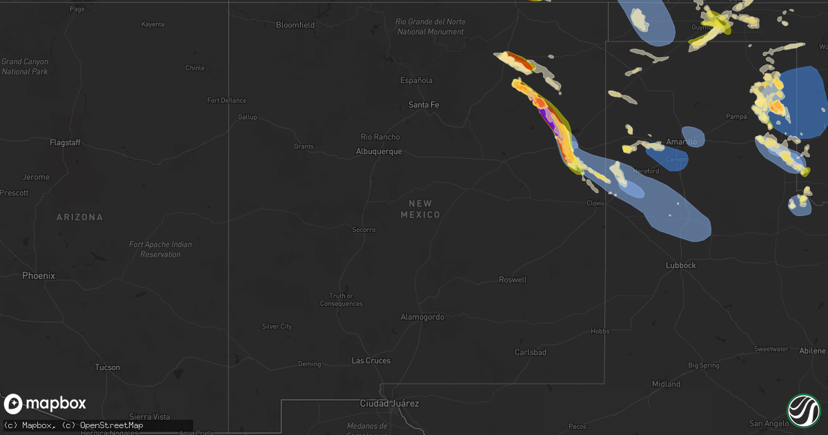 Hail map in New Mexico on July 5, 2023