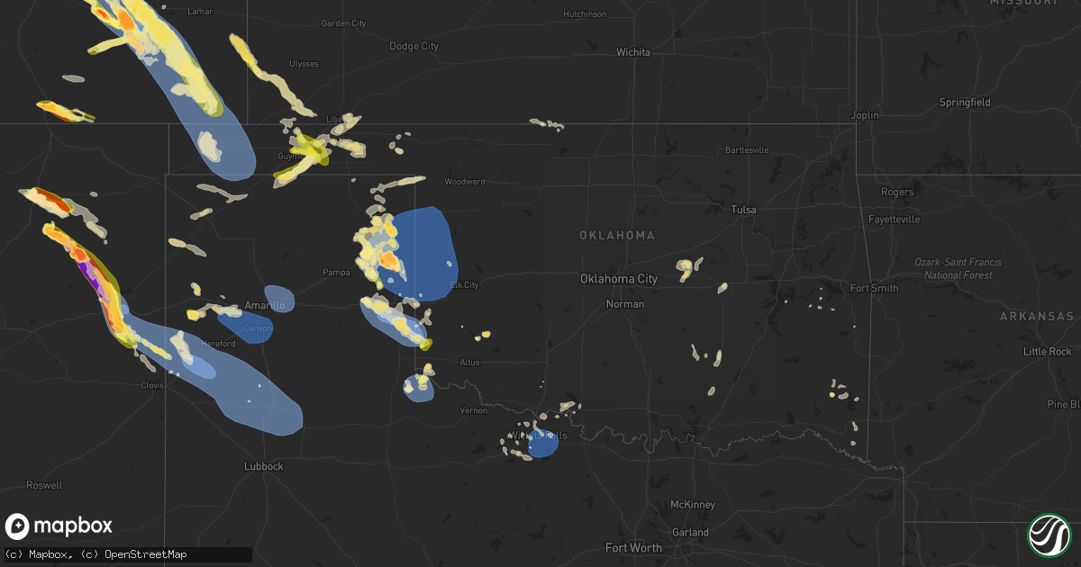 Hail map in Oklahoma on July 5, 2023