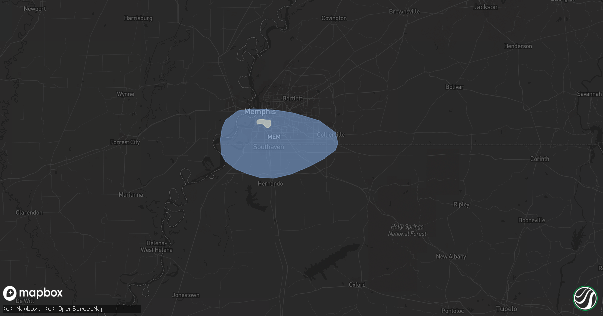 Hail map in Olive Branch, MS on July 5, 2023