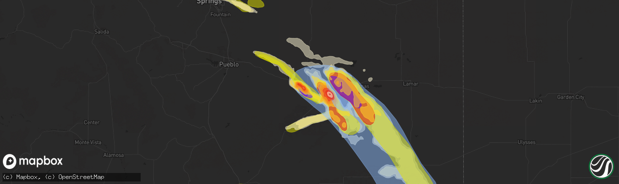 Hail map in Rocky Ford, CO on July 5, 2023