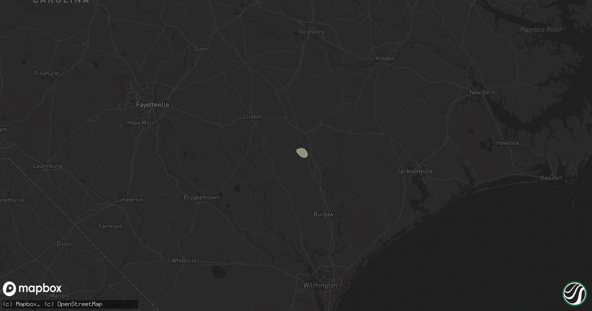 Hail map in Rose Hill, NC on July 5, 2023