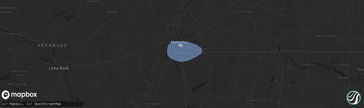 Hail map in Southaven, MS on July 5, 2023