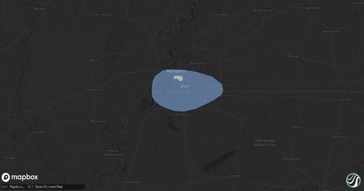 Hail map in Southaven, MS on July 5, 2023
