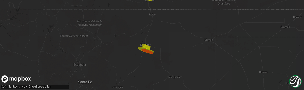 Hail map in Springer, NM on July 5, 2023