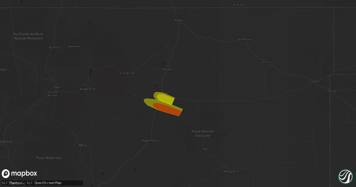 Hail map in Springer, NM on July 5, 2023
