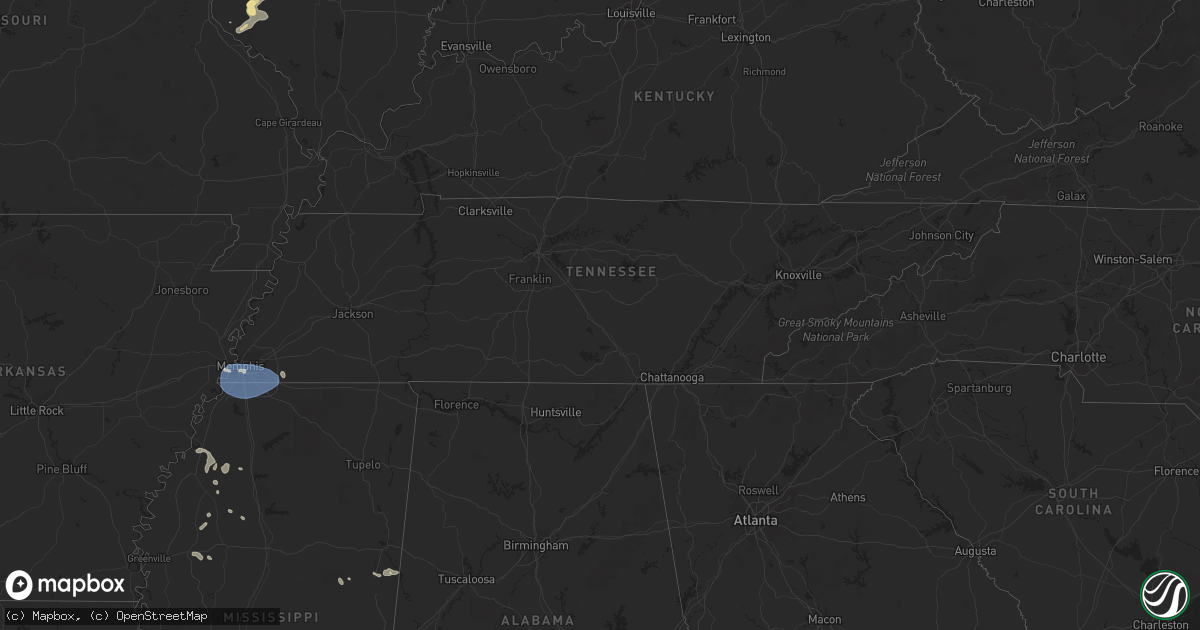 Hail map in Tennessee on July 5, 2023