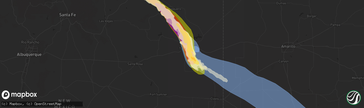 Hail map in Tucumcari, NM on July 5, 2023