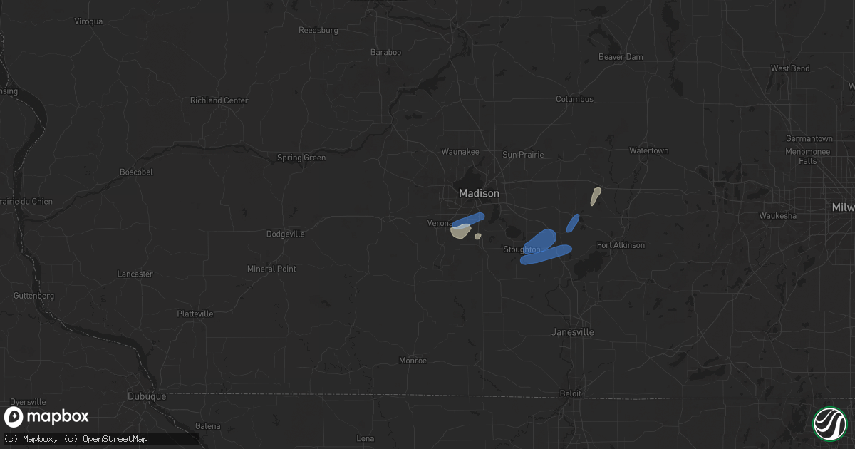 Hail map in Verona, WI on July 5, 2023