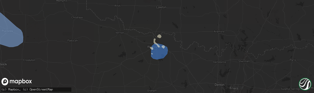 Hail map in Wichita Falls, TX on July 5, 2023