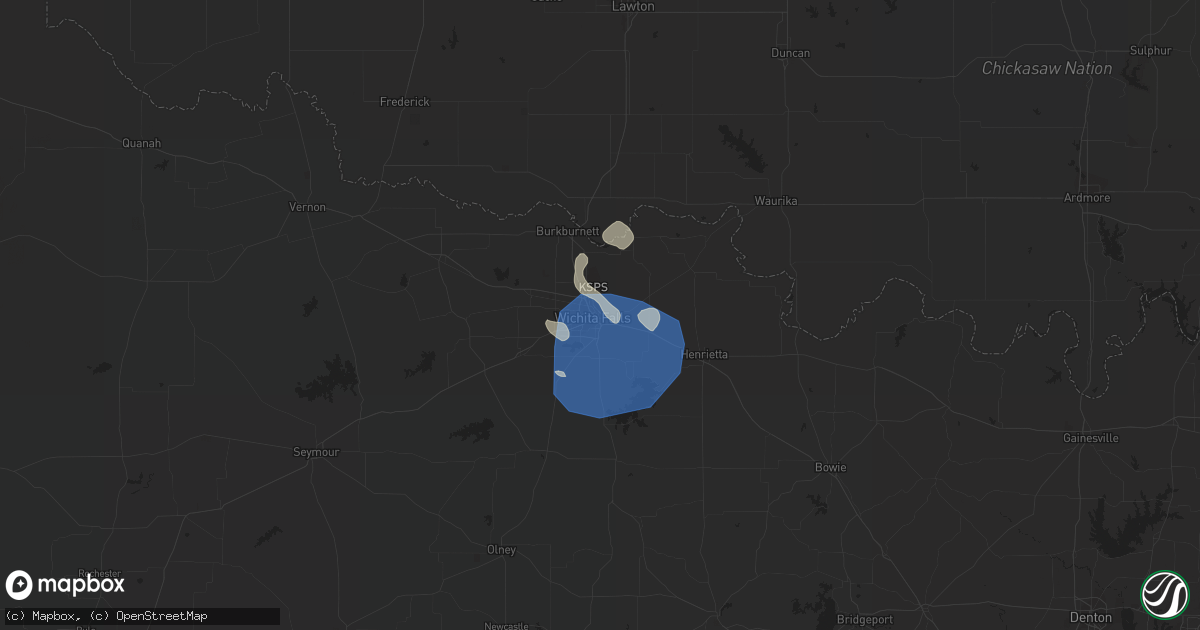 Hail map in Wichita Falls, TX on July 5, 2023