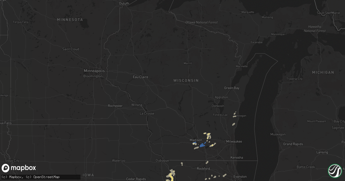 Hail map in Wisconsin on July 5, 2023