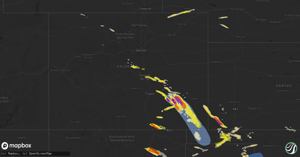 Hail map on July 5, 2023