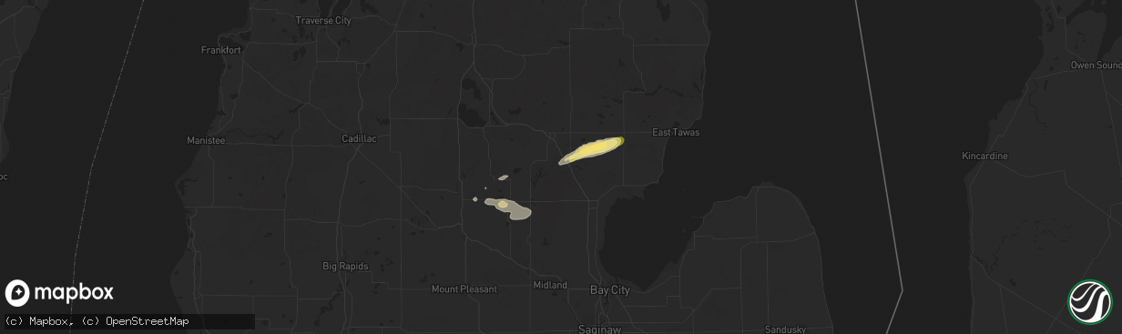 Hail map in Alger, MI on July 5, 2024