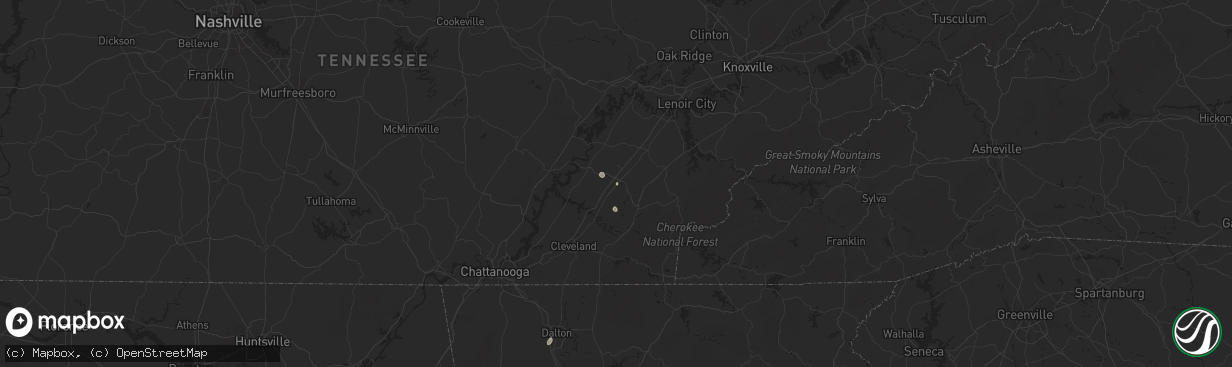 Hail map in Athens, TN on July 5, 2024