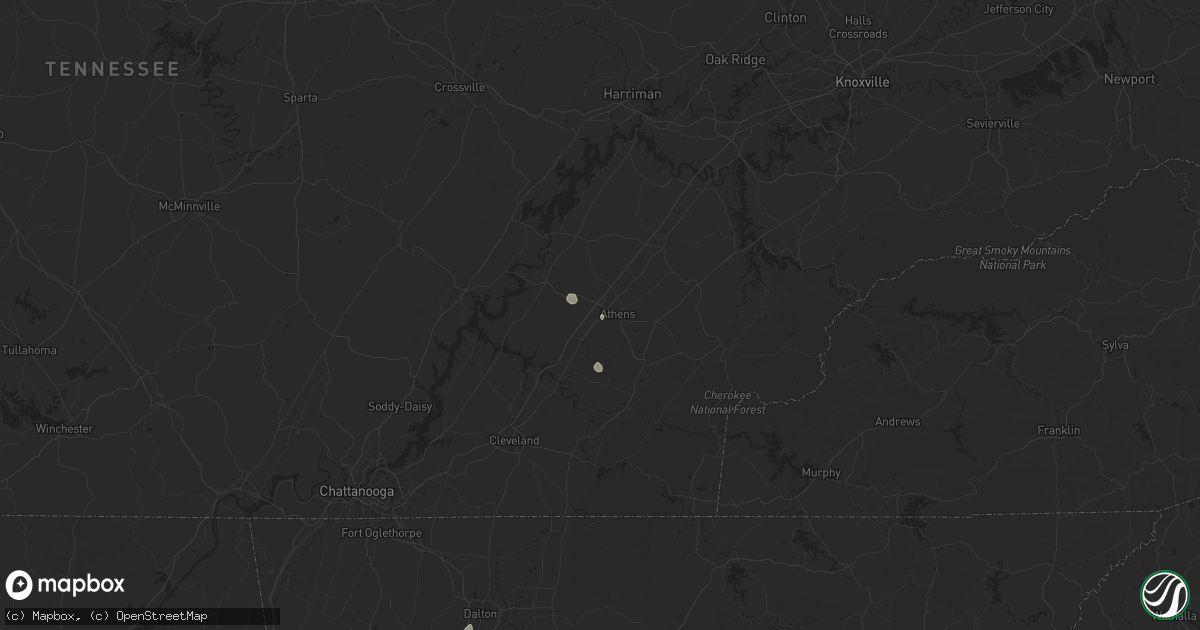 Hail map in Athens, TN on July 5, 2024